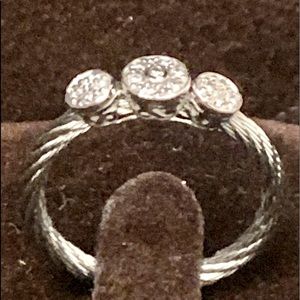 ALOR CLASSIQUE FALL DIAMOND 18K WHITE GOLD &AMP; PVD STAINLESS STEEL RING